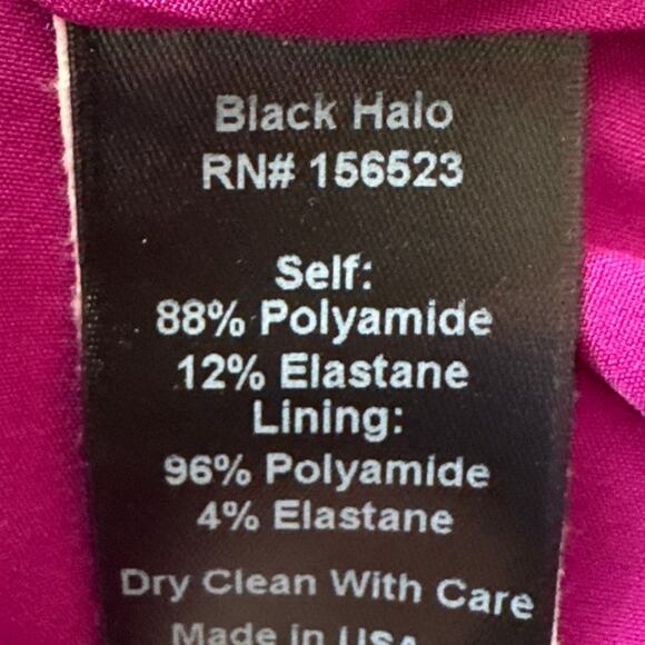 Black Halo Bambi Mini Dress Puff Sleeve Pleated Skirt Pockets Orchid Size 6 NWOT - Picture 9 of 10